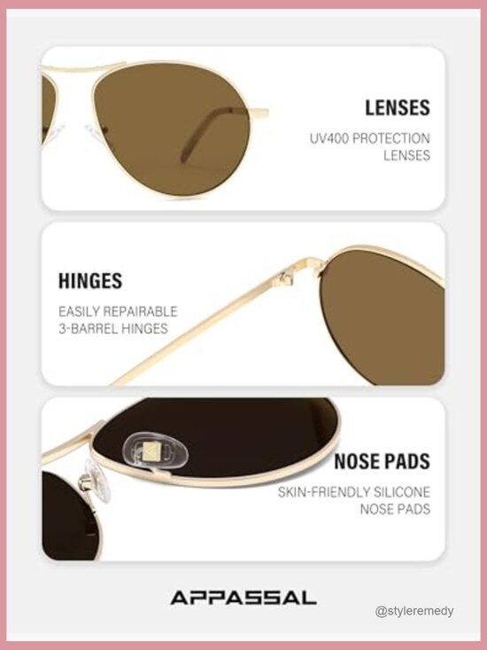 Metal Frame Aviator Sunglasses with UV400 Protection main image 6
